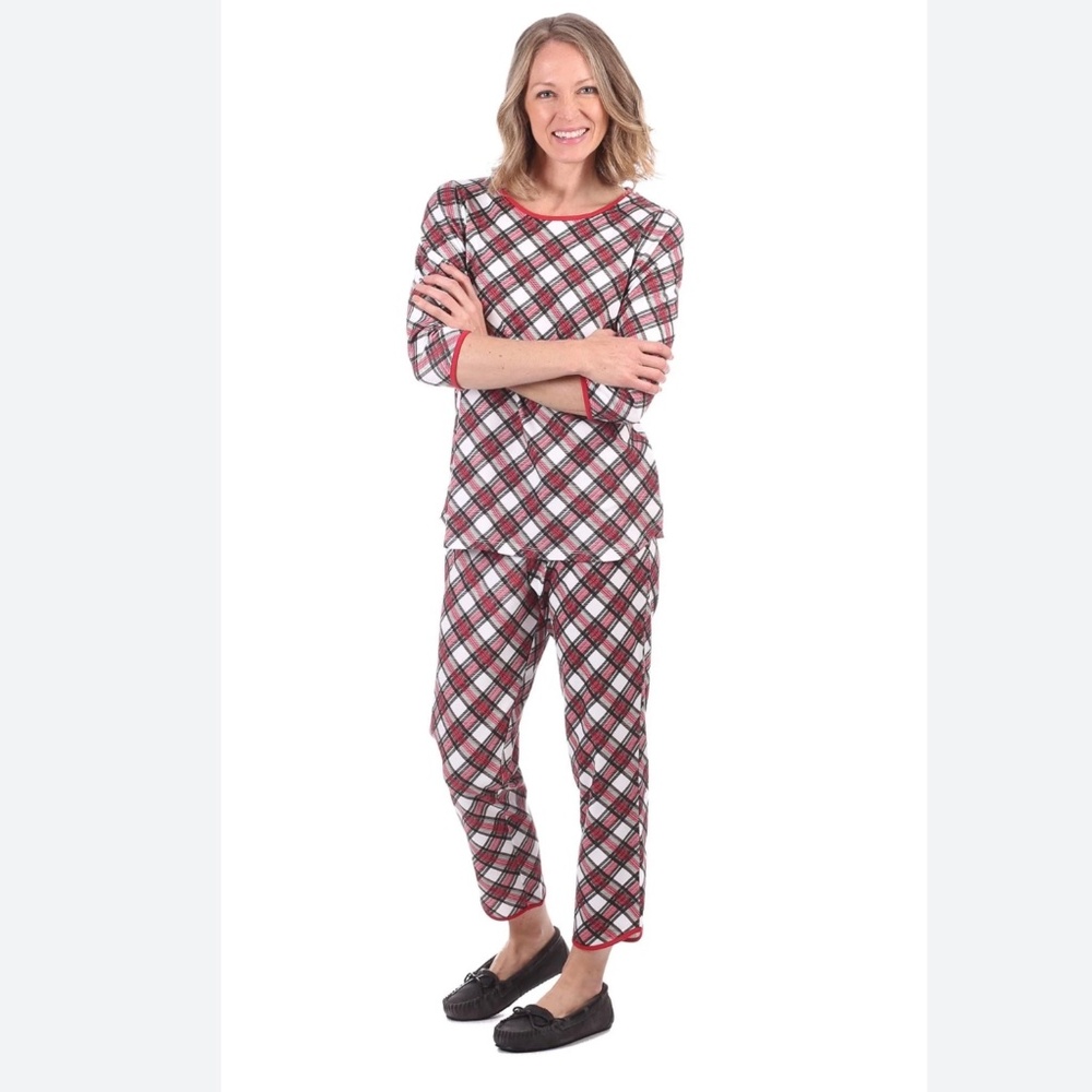 Duffield Lane Sz L Pajama SET IN RED & WHITE PLAID